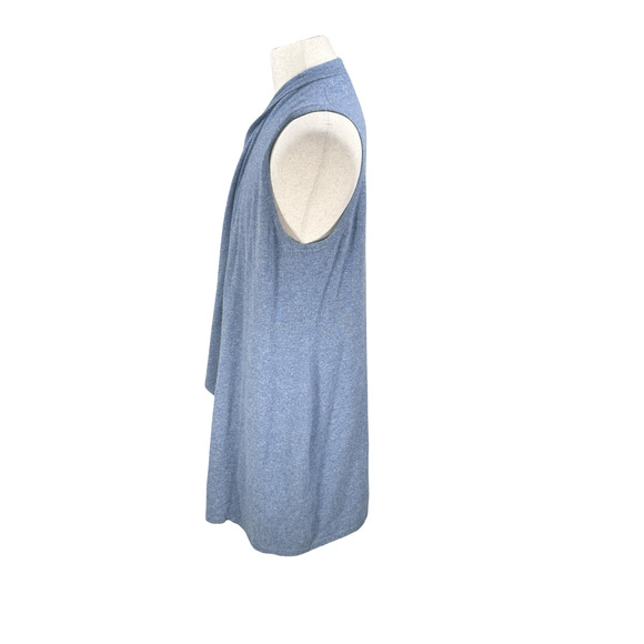 Soft By Naadam Long Cardigan Waterfall Vest Women’s XL Blue 100% Cashmere Open - Picture 3 of 8